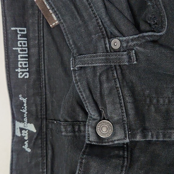 7 for all Mankind Black Standard Straight Leg Button Fly Jeans - Picture 6 of 10